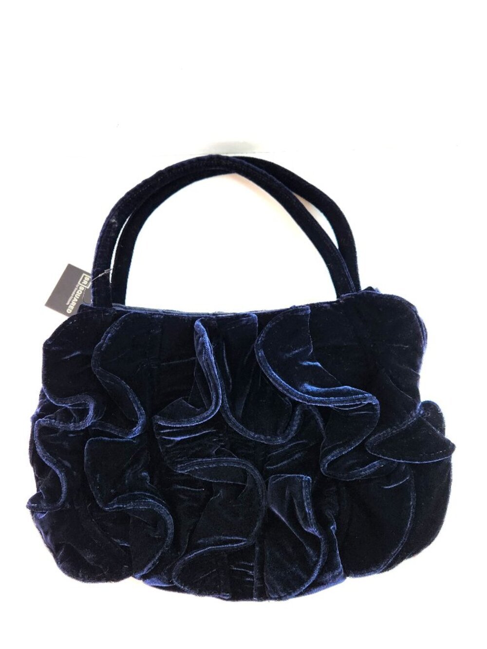 SR Squared by Sondra Roberts Blue Velvet Ruffled Purse NWT